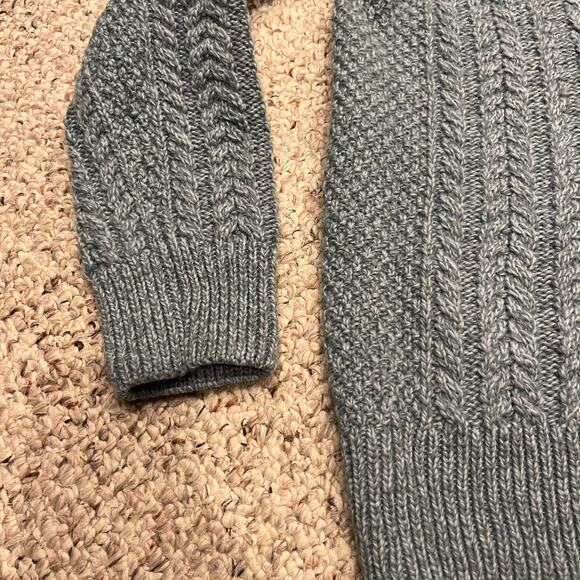 Original Aran Co 100% Wool Cable Knit Chunky Sweater Sz M Blue - Picture 3 of 6